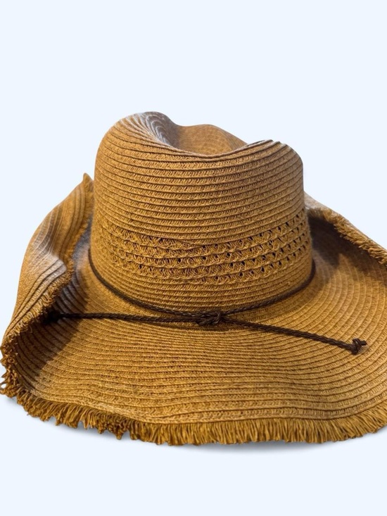 Accessories - Women’s Straw Sun Hat with Braided Chin Cord - Brown